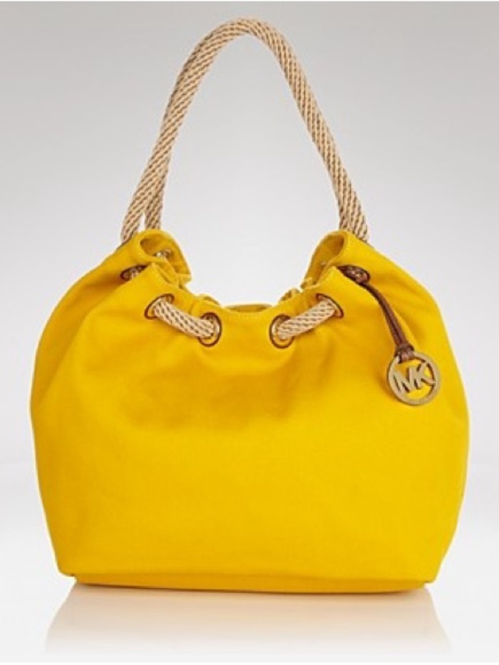 Michael Kors Marina canvas Yellow Rope-Handle Drawstring Shoulder Bag